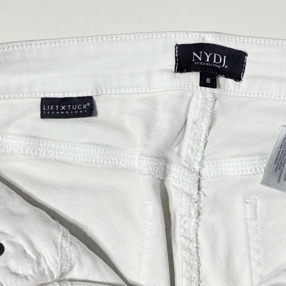 NYDJ White Capri Jeans Rolled Straight Leg Lift Tuck Stretch Women's Size 8 (J4) - Picture 6 of 11